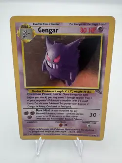 Gengar 5/62 Fossil Holo Rare Vintage Pokemon Card HP Heavy Played - Image 2