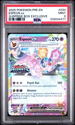 Espeon Ex 034 Surprise Box Exclusive Pokemon En-Prismatic Evolutions PSA 9 #477 - Image 1