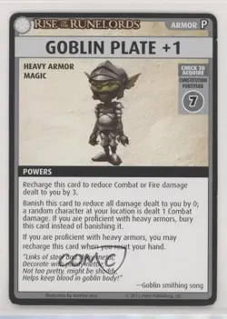 2013 Pathfinder: Adventure Card Game - Rise of the Runelords Goblin Plate +1 - Image 1