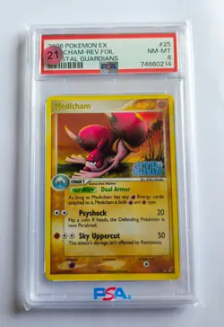 Pokemon EX Crystal Guardians Medicham Reverse Holo card, graded PSA 8 - Image 1