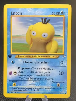 Enton 1. Edition 79/105 Neo Destiny Deutsch/German Pokemon Karte/Card Psyduck - Image 1
