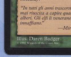 Heartwood Treefolk Italian Mtg MISPRINT. Wrong artist name: "Daren Badger" - Image 3