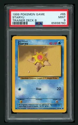 G2U Pokemon 1999 PSA 9 Mint Staryu Trainer B 65102 Rare - Image 1