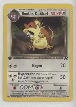 Dark Raticate German 1st Ed. Pokemon Team Rocket #51 2000 - Image 1