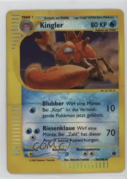 Kingler German Reverse Foil Pokemon e-Card Series Expedition #50 2002 - Image 1