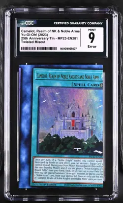G2U Yugioh CGC 9 Twisted Miscut Camelot Realm of Noble Knights MP23EN281 Misprin - Image 1