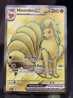Ninetales ex 186/165 Sv: Scarlet & Violet 151 Holo Pokemon Card Full Art Fire - Image 1