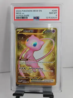 Pokemon Mew 2023 En-151 Mew EX Hyper Rare Card #205/165 PSA NM-MT 8 - Image 1