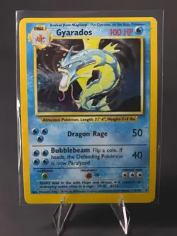 GYARADOS POKEMON CARD 1995 HOLO RARE 6/102 Error Fat Bottom Misprint Wizard WOTC - Image 3