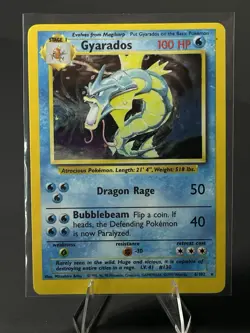 GYARADOS POKEMON CARD 1995 HOLO RARE 6/102 Error Fat Bottom Misprint Wizard WOTC - Image 4