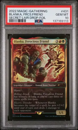 2022 MTG SECRET LAIR DROP STREET FIGHTER-FOIL BLANKA, FEROCIOUS FRIEND PSA 10 - Image 1