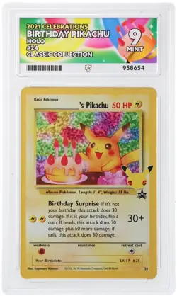 ACE 9 Birthday Pikachu 24 Celebrations Classic Holo Pokemon Card - Mint - Image 1