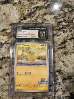 Pokemon CGC 10 Pikachu Black Star Promo Card 214 Illustration Contest 2024 - Image 1