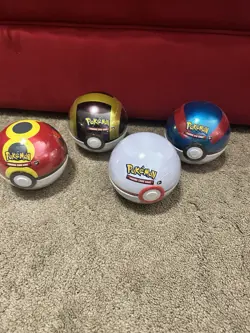 Pokemon TCG Poke Ball Tin Lot Of 4 New Sealed - 3 TCG Booster Packs Per Tin G25 - Image 1