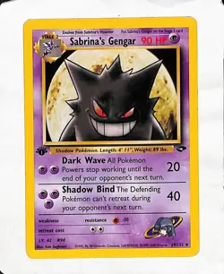 Pokemon TCG Sabrina's Gengar 29/132 Gym Challenge 1st Edition Card - Image 1