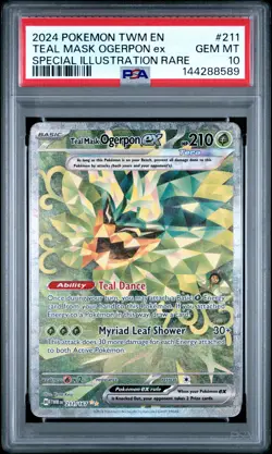 2024 POKEMON TWM EN-TWILIGHT MASQUERADE #211 TEAL MASK OGERPON EX PSA 10 - Image 1