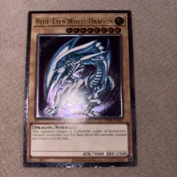 YuGiOh! Blue-Eyes White Dragon OP28-EN001 Ultimate Rare Video Euro Low GEM - Image 1