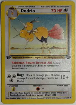 Dodrio 34/64 1st Edition Jungle Regular Pokemon Card TCG MP - Image 1