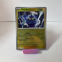 Pokemon TCG Thundurus Master Ball Pattern Black Bolt Holo Card 033/086 SV11B - Image 1