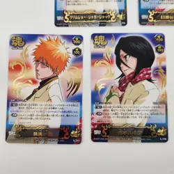 Set of 5 Suit Ichigo Rukia Uryu Grimmjow Toshiro Bleach Soul Card Battle Holo - Image 2