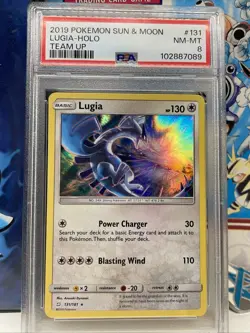LUGIA 131 HOLO - 2019 POKEMON SUN & MOON TEAM UP PSA 8 - Image 3