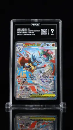 2025 POKEMON MEGA EVOLUTION #179/132 LUCARIO EX SPECIAL ILLUSTRATION RARE TAG 9 - Image 1