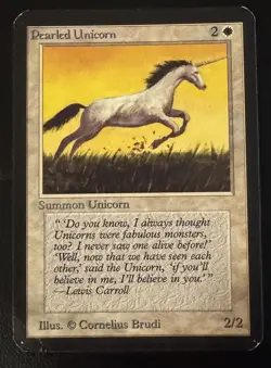 Pearled Unicorn—ALPHA (1993) Magic The Gathering (ID 71) - Image 1