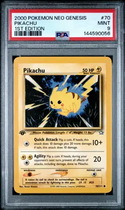 2000 POKEMON NEO GENESIS 1ST EDITION #70 PIKACHU PSA 9 - Image 1