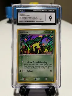 SUNKERN 2005 POKEMON EX UNSEEN FORCES (STAMPED) #76 REVERSE HOLO CGC 9 POP 35! - Image 1