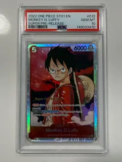 Psa 10 One Piece ST01 #012 Monkey D. Luffy Super Pre-Release Starter Deck Gem - Image 1