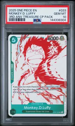 One Piece Sequential PSA 10 Luffy Ace Sabo 3rd Anniversary Treasure Campaign - Image 3