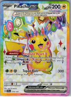 Pikachu ex 219/191 SV08: Surging Sparks - Pokemon Card - NM - Image 1
