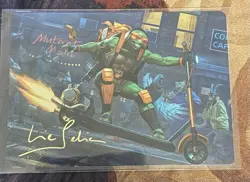 Michelangelo, on the scene gold stamp signature - TMNT MTG Card - Art Series - Image 1