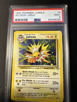 1999 Pokemon TCG Jolteon Jungle Holo Unlimited Rare Card 4/64 PSA Graded 9 - Image 3