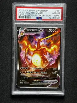 PSA 8 MC Pokemon Charizard VMAX #261 Charizard UPC MISALIGNMENT ERROR! - Image 1