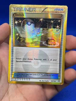 Pokemon XY Primal Clash Switch 163/160 Gold Secret Rare DMG/Creased - Image 2