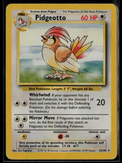 Pidgeotto 22/102 Rare Base Set Unlimited Pokemon Heavily Played - Image 1