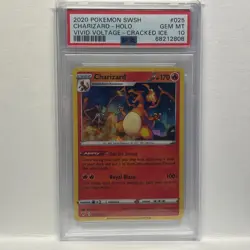 2020 Pokemon Sword & Shield Charizard Holo Cracked Ice #025 PSA 10 - Image 1
