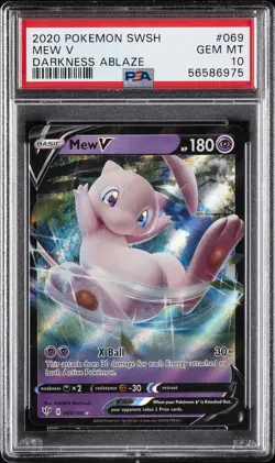 2020 POKEMON SWORD & SHIELD DARKNESS ABLAZE #069 MEW V PSA 10 - Image 1