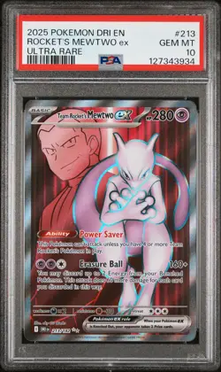 PSA 10 Pokemon TCG Dri En-Destined Rivals #213 Rocket'S Mewtwo Ex GEM MT - Image 1