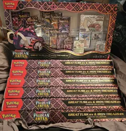 SEALED Great Tusk/Iron Treads Premium Collection Pokemon Paldean Fates | 7 Boxes - Image 1
