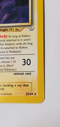Raikou Pokemon Card 22/64 WOTC Neo Revelations Vintage Rare Original Non-holo - Image 4