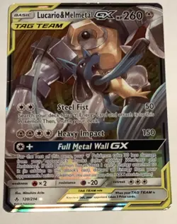 Pokemon Lucario & Melmetal GX 120/214 SM-Unbroken Bonds Ultra Rare Holo Card - Image 1