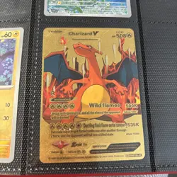 Pokemon V Evolution Charizard V HP 508 LV 91 Gold Foil Fan Art Card FREE SHIPPIN - Image 1