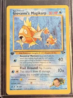 Giovanni's Magikarp Pokemon TCG Gym Challenge 73/132 Common 1st Ed MP - Image 1