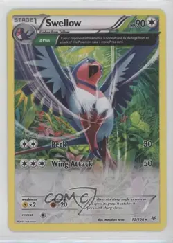 Swellow Reverse Foil Pokemon XY Roaring Skies #72 - Image 1