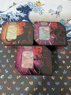 Pokemon TCG Team Rocket Tin Set Lot - No Packs - Promos Included - 3 Empty Tins - Image 1