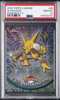 2000 TOPPS CHROME POKEMON T.V. #65 ALAKAZAM PSA 10 - Image 1