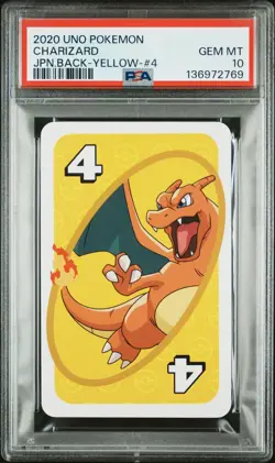 2020 UNO POKEMON JPN BACK-YELLOW-#4 CHARIZARD PSA 10 - Image 1