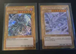 Dark Magician & Blue-Eyes White Dragon Gold Secret Rare Limited Edition YuGiOh - Image 1